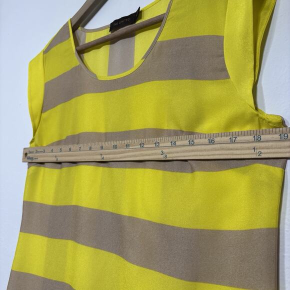 The Limited Yellow Tan Wide Rugby Stripe Semi Sheer Cap Sleeve Blouse Size Small - Picture 7 of 7